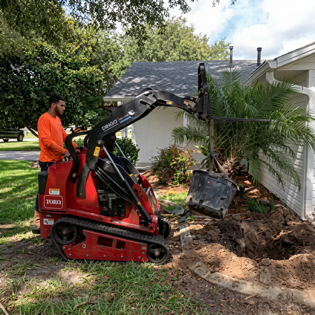 Side-yard landscape bed with paver border