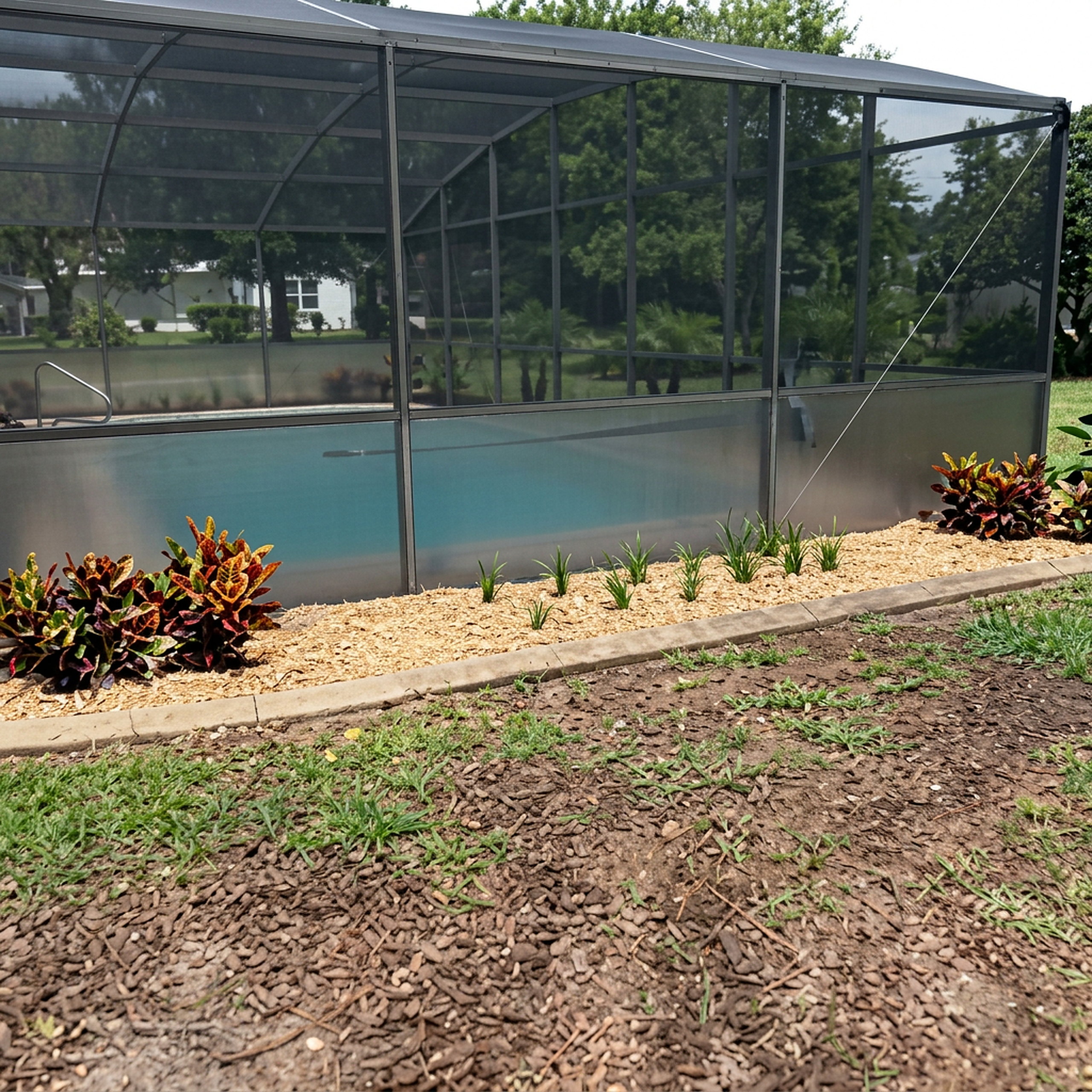Keyhole paver patio with connecting walkway