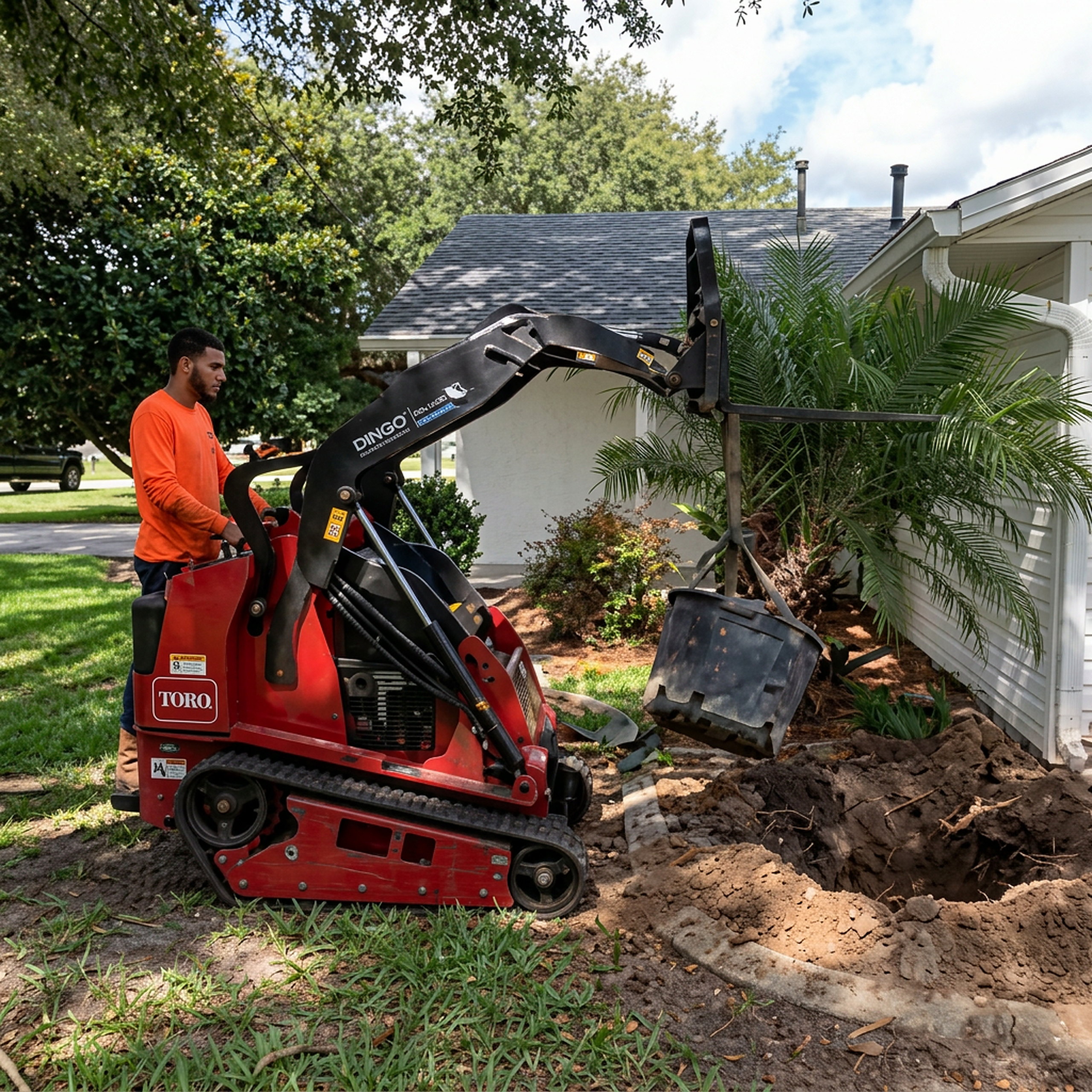 Side-yard landscape bed with paver border