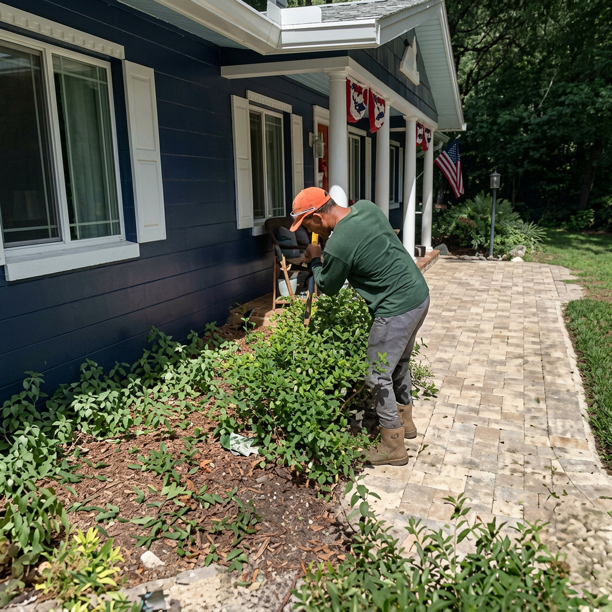 Side-yard paver walkway alongside home