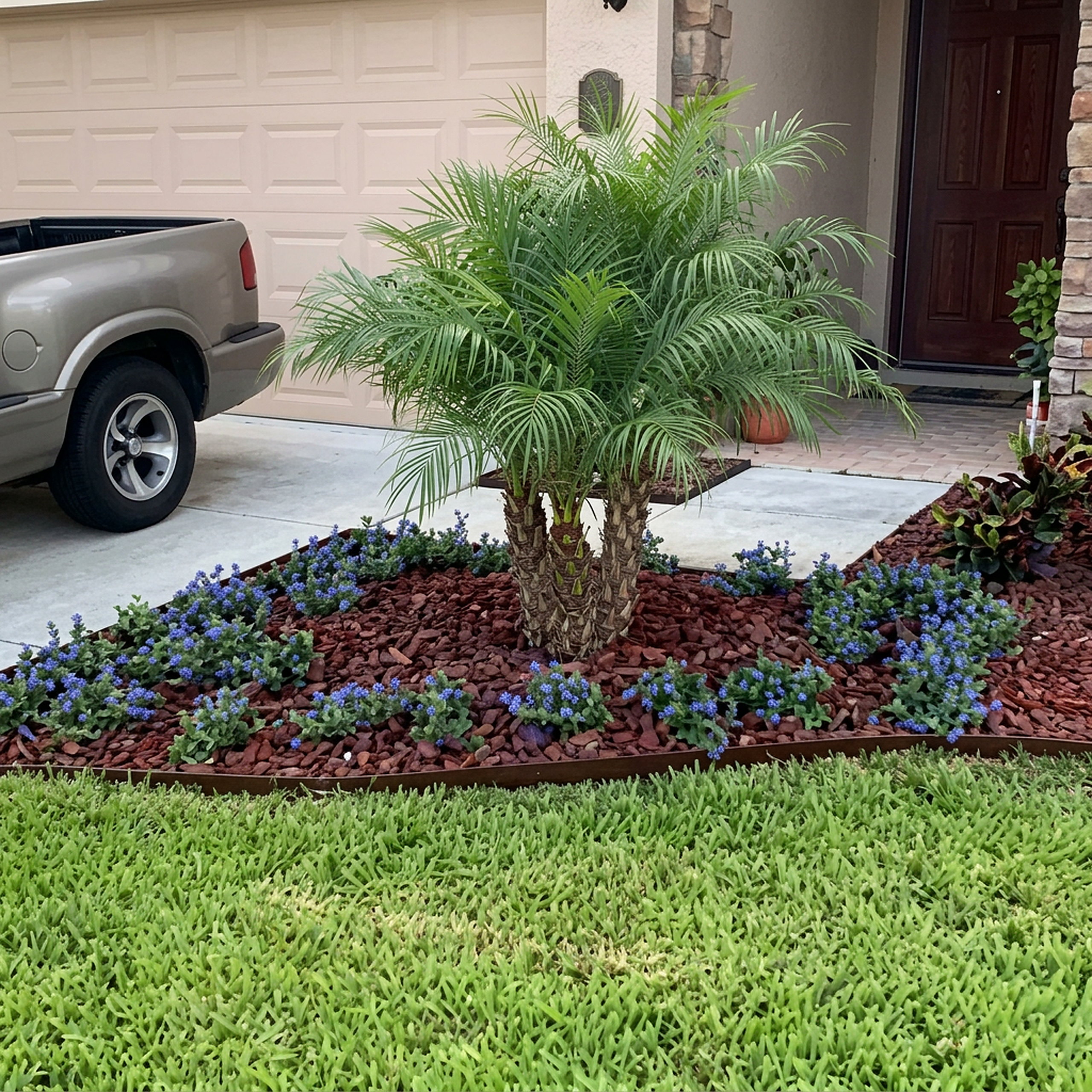 Mulched landscape bed with crisp border