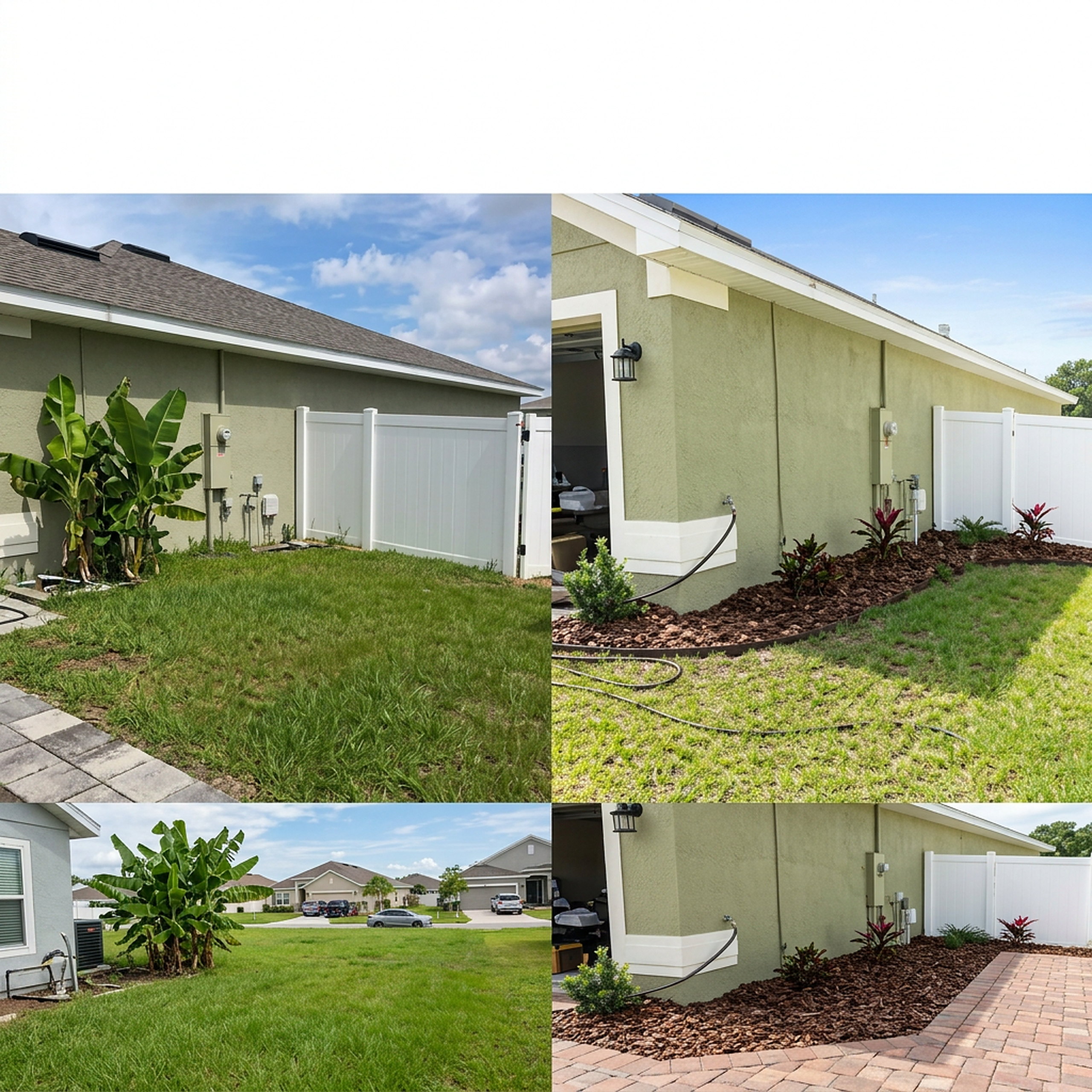 Before and after side-yard landscape refresh